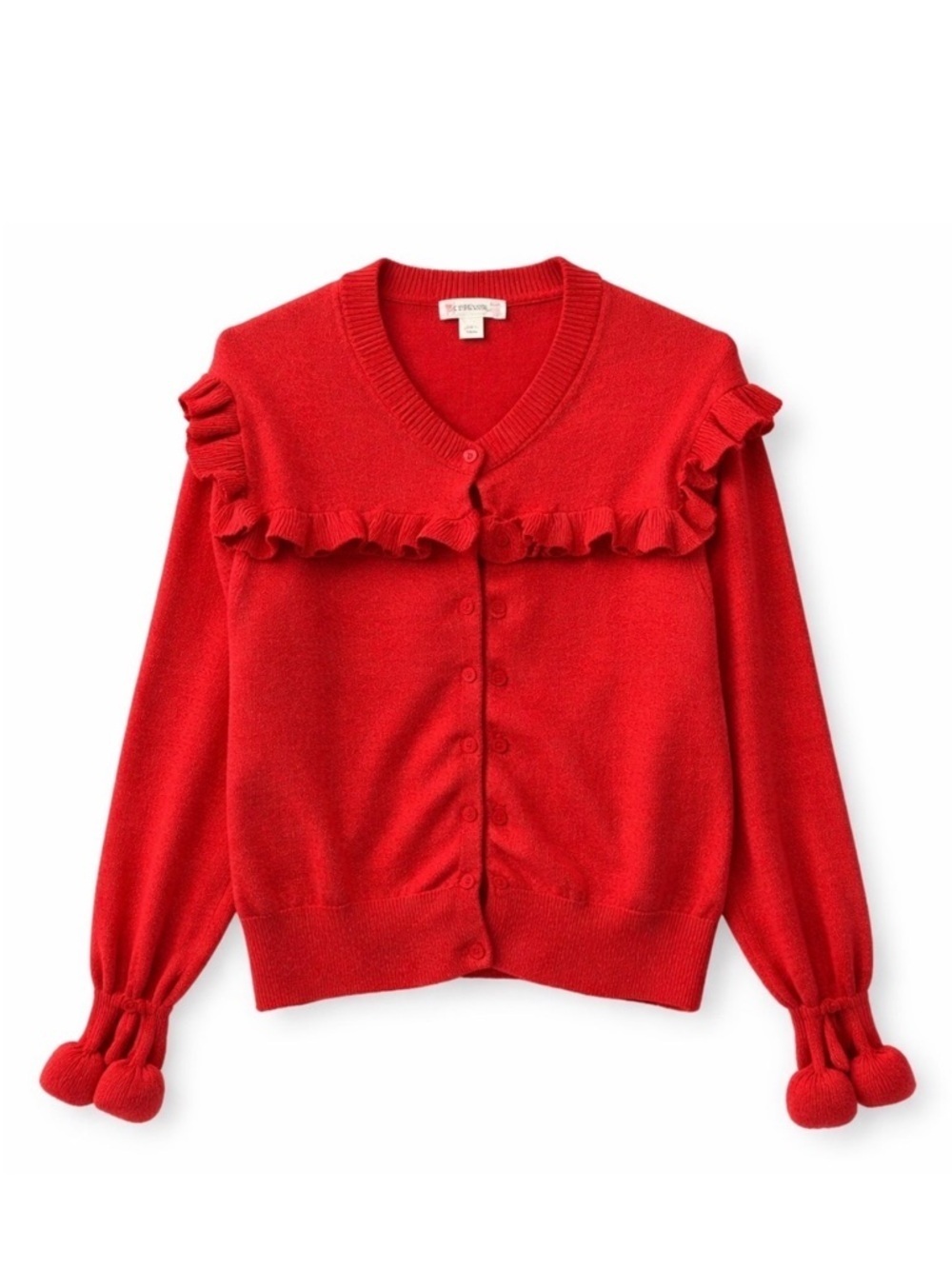 Crewcuts Girls Red Ruffle Cardigan Sparkle Sweater Size 14
